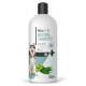 Flasche mit REAVET Neemöl-Shampoo für Hunde, mit einer Husky-Illustration, pH 7.0, 500 ml und deutschem Text zur Haut- und Fellpflege.