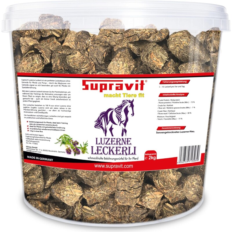 Supravit Luzerne Pferde Leckerli 2kg Eimer