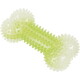 Transluzenter limonengrüner stacheliger Gummi-Kauknochen mit strukturierten, knubbeligen Enden.