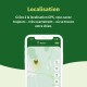 Image d'un smartphone affichant une application de suivi GPS pour chiens, avec le titre "Localisation" et un texte expliquant le suivi de localisation précis.