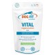 Weißer wiederverschließbarer Dog Fit VITAL „regeneration“-Großhund-Ergänzungsbeutel, Informationen zum Bewegungsapparat und Hinweis „100% ohne Zusatzstoffe“