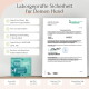 Infografik zur Förderung eines Zahnpflegeprodukts für Haustiere, die eine einfache tägliche Dosierung, Vorteile für die Mundgesundheit und Zutaten wie Chlorella hervorhebt.