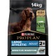Purina Pro Plan Hundefuttertüte, 14kg, mit den Angaben "Hoher Proteingehalt", "Lamm Nr. 1 Zutat" und "Große athletische Erwachsene 2+ empfindliche Verdauung."