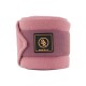 Rosa Fleece-Pferdebinde mit einem Klettverschluss und einem schwarzen Logo-Patch mit "BR" und der Website www.br.nl.