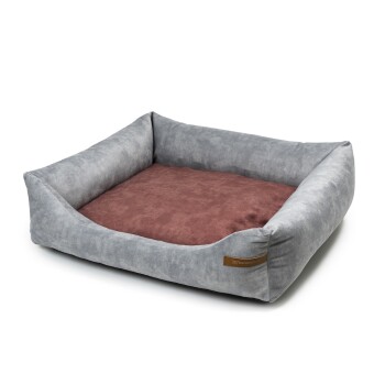 SoftColor luxury dog bed in grau color rot XL