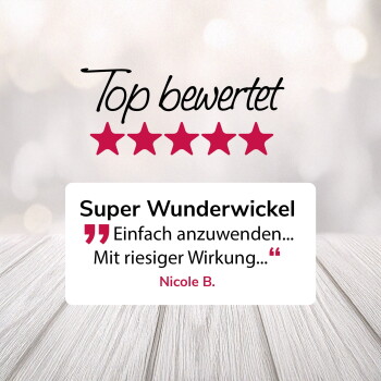 Top bewertet mit fünf Sternen und Kundenbewertung: „Super Wunderwickel, einfach zu verwenden mit großartiger Wirkung“ von Nicole B.
