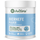 Behälter mit AniForte-Bierhefe-Pulver, auf Deutsch beschriftet, fördert gesunde Haut und glänzendes Fell für Haustiere, hergestellt in Deutschland.