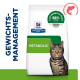Hill's Prescription Diet METABOLIC Beutel mit getigerter Katze; Siegel ‚Bei 88 % der Haustiere Gewichtsverlust zu Hause‘; ‚Gewichts‑Management‘.