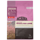 ACANA Singles Formula Grass-Fed Lamb Hundefutter-Sack in Pink, der rohes Lamm und Okanagan-Äpfel mit wichtigen Zutaten zeigt.