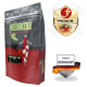 Eine Tüte Kenkou Complete-Mix Fischfutter mit einem Koi-Fisch-Design, beschriftet mit 'PREMIUM' und 'MADE IN GERMANY.'