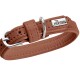 Braunes, gepolstertes Lederhalsband mit silberner Schnalle und Logoplatte mit der Aufschrift 'HUNTER'