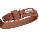 Braunes, gepolstertes Lederhalsband mit silberner Schnalle und Logoplatte mit der Aufschrift 'HUNTER'