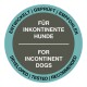Etikett für ein Produkt, das für inkontinente Hunde entwickelt wurde, mit Text in Deutsch und Englisch: "Für Inkontinente Hunde" und "For Incontinent Dogs."
