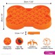 Orangene Knochen-förmige Slow-Feeder-Matte für Hunde, 35x26cm, mit rutschfesten Füßen, geeignet für mittelgroße bis sehr große Hunde, BPA-frei, lebensmittelecht.