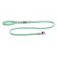 Eine mintgrüne Hundeleine mit einem stabilen Clip und einem Anhänger, der das "RUFFWEAR"-Logo zeigt.