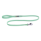 Eine mintgrüne Hundeleine mit einem stabilen Clip und einem Anhänger, der das "RUFFWEAR"-Logo zeigt.