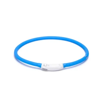 Blaues Haustierhalsband mit einem weißen verstellbaren Verschluss, entworfen für Komfort und Stil.