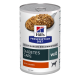 Hill's Prescription Diet Dosenfutter für Hunde zur Diabetespflege, mit einem Etikett, das "Vom Tierarzt empfohlen" und "mit Huhn" liest.