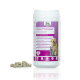 Behälter von Glykan® Compact, einem Nahrungsergänzungsmittel für Hunde und Katzen, mit Tabletten daneben; enthält ernährungsphysiologische Angaben und Vorteile.