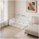 Klares Haustierspielplatz mit den Abmessungen 56,3"L x 28,7"B x 28,7"H, in einem gemütlichen Wohnzimmer mit einem beigen Sofa und Kunstwerken.