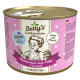 Dosenfutter für Kätzchen von Betty's Landhausküche, mit Huhn und Truthahn und Lachsöl, gekennzeichnet für Kätzchen im Alter von 2-12 Monaten.