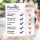Werbung für Pawlie's Hundeshampoo, die Vorteile wie 100% vegane Inhaltsstoffe, pH-neutral für empfindliche Haut und angenehmen Duft hervorhebt.