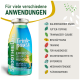 SmoothieDog-Flasche mit Aufschrift 'Trinkpause — Erfrischt jeden Hund' neben einer deutschen Anwendungsauflistung 'Für viele verschiedene Anwendungen'.