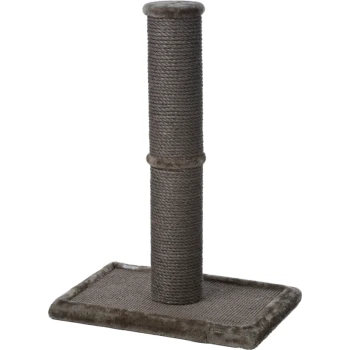 AniO'ne Kratzsäule Calypso grau Grauer Katzenkratzbaum mit einem mit Seil umwickelten vertikalen Pfosten und einer plüschigen Basis für Stabilität.