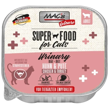 MAC's Vetcare Super Food for Cats – Harnwegsdiät mit Huhn & Truthahn, getreidefrei, 70 % Fleisch, Hergestellt in Deutschland