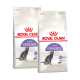Deux sacs de nourriture pour chats Royal Canin Regular Sterilised, avec un chat gris sur le devant, mettant en avant la nutrition pour la santé féline.