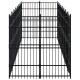 Schwarzes Metall-Hundekennel mit vertikalen Stäben, mit einem geräumigen Innenraum und sicherem Design für die Sicherheit des Haustiers.
