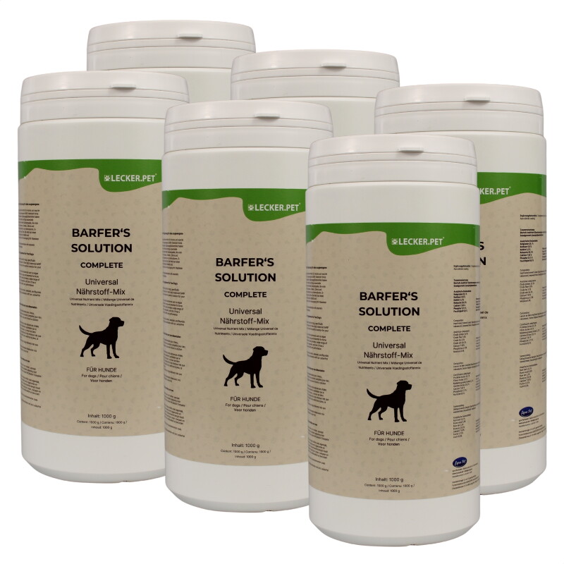 Lyra Pet Lecker.Pet Barfer's Solution Complete Universal Nährstoff Mix Pulver für Hunde 6x1 kg