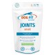 Weißer Beutel mit Aufschrift 'DOG FIT by PreThis' JOINTS Small Gelenkkomplex; blau-orange Logo mit rennendem Hund; '100% frei von Zusatzstoffen'.