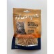 Thempa Katzen-Leckerli-Tütchen mit Katzenfoto; Text 'HUHN-MUSCHEL-STREIFEN / CHICKEN-SCALLOP STRIPES' und '50 g'.