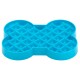 Blauer, knochenförmiger Slow Feeder Hundenapf mit erhöhtem Gittermuster zur Verlangsamung des Fressens.