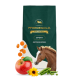 Sack PFERDEGOLD GOLDMÜSLI Pferdefutter mit den Aufschriften SPORT und GETREIDEFREI, Pferdekopf, Apfel, Sonnenblume und Erbsen.