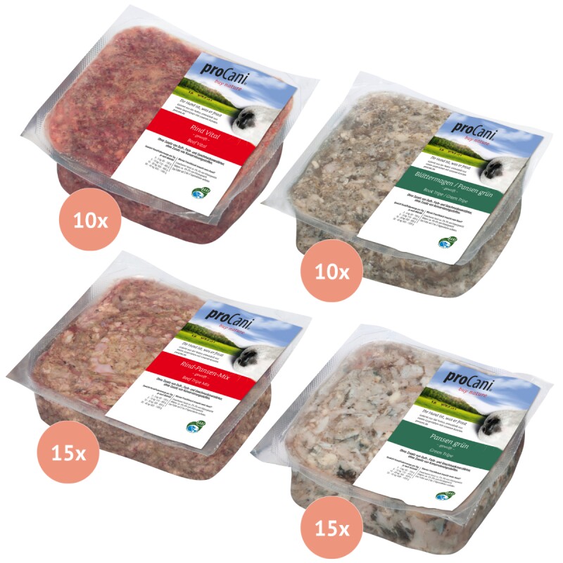 ProCani BARF-Paket pur 4 Sorten Rind und Innerei