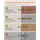 Bild zeigt verschiedene Wandtypen und geeignete Befestigungen: Ziegel, Beton, Holz und Trockenbau, mit Gebrauchsanweisungen auf Deutsch.