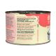 Blikvoeding voor huisdieren met voedingsinformatie, inclusief vitamines D3, zink, mangaan en taurine; gelabeld als graanvrij en compleet.