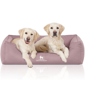 Orthopädisches Wasserabweisendes Hundebett Leon aus Velours mit Handwebcharakter hellrosa XXL
