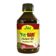 Flasche cdVet Fitt-BARF Futteröl, beschriftet mit 100% natürlich, mit einem gelben und roten Design auf weißem Hintergrund.