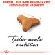Kibble in Form einer Katzenpfote, beschriftet mit 'SPEZIELL FÜR IHRE BENGALKATZE ENTWICKELTE KROKETTE' und 'maßgeschneiderte Ernährung.'