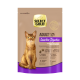 Cat food package featuring a brown cat on the front, labeled "SELECT GOLD ADULT Sensitive Digestion," with details about ingredients and benefits.