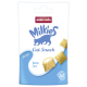 Animonda Milkies Katzensnack-Tüte mit blauem Katzenlogo, Text „Cat Snack“, „Dental Care“, „Fresh“ und milchgefüllten, getreidefreien Leckerlis