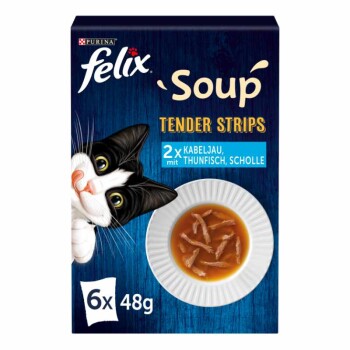 Felix Soup Tender Strips 6x48g Portionsbeutel Geschmacksvielfalt aus dem Wasser