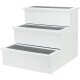 Dreistufige Haustiertreppe in Weiß mit grauen, mit Teppich belegten Stufen, entworfen, um Haustieren zu helfen, höhere Oberflächen zu erreichen.