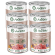 Sechs Dosen AniForte Pure Nature Farms Lamm-Hundefutter, das 60% Lamm enthält, glutenfrei und in Deutschland hergestellt, mit natürlichen Zutaten.