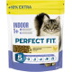 Beutel PERFECT FIT Indoor 1+ Katzenfutter mit grauer langhaariger Katze, +10% EXTRA, Hühnerrezeptur, Total-5-Formel, 825 g