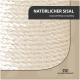 Natürliche Sisal-Kordel, langlebig und robust, mit dem Text "NATÜRLICHER SISAL" und "strapazierfähig & langlebig" auf einem neutralen Hintergrund.