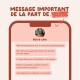 Visuel de téléphone : en-tête « MESSAGE IMPORTANT DE LA PART DE », photo de chat légendée « Votre chat », bulles de conversation en français au sujet des préférences alimentaires.
